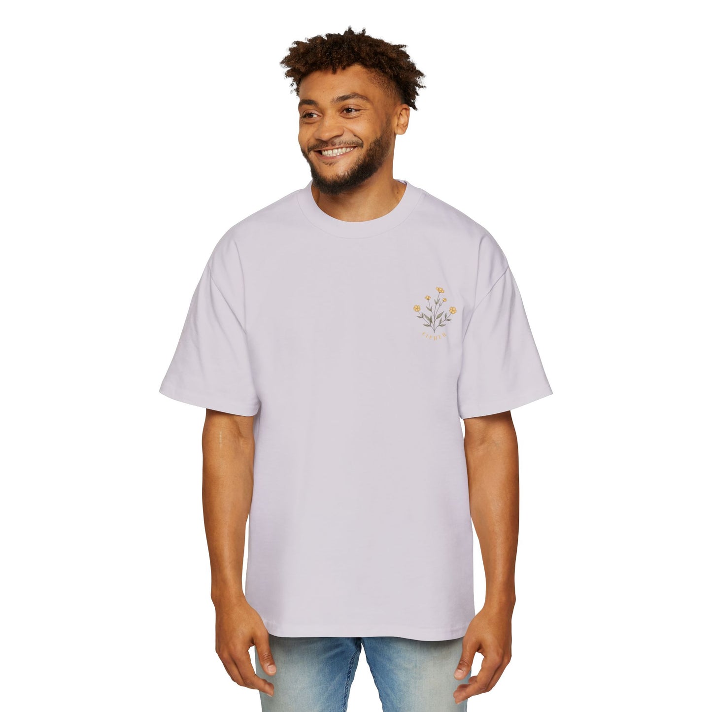 Floral Chest Pocket Tee — Minimal Yellow Wildflower Graphic Men's T-Shirt