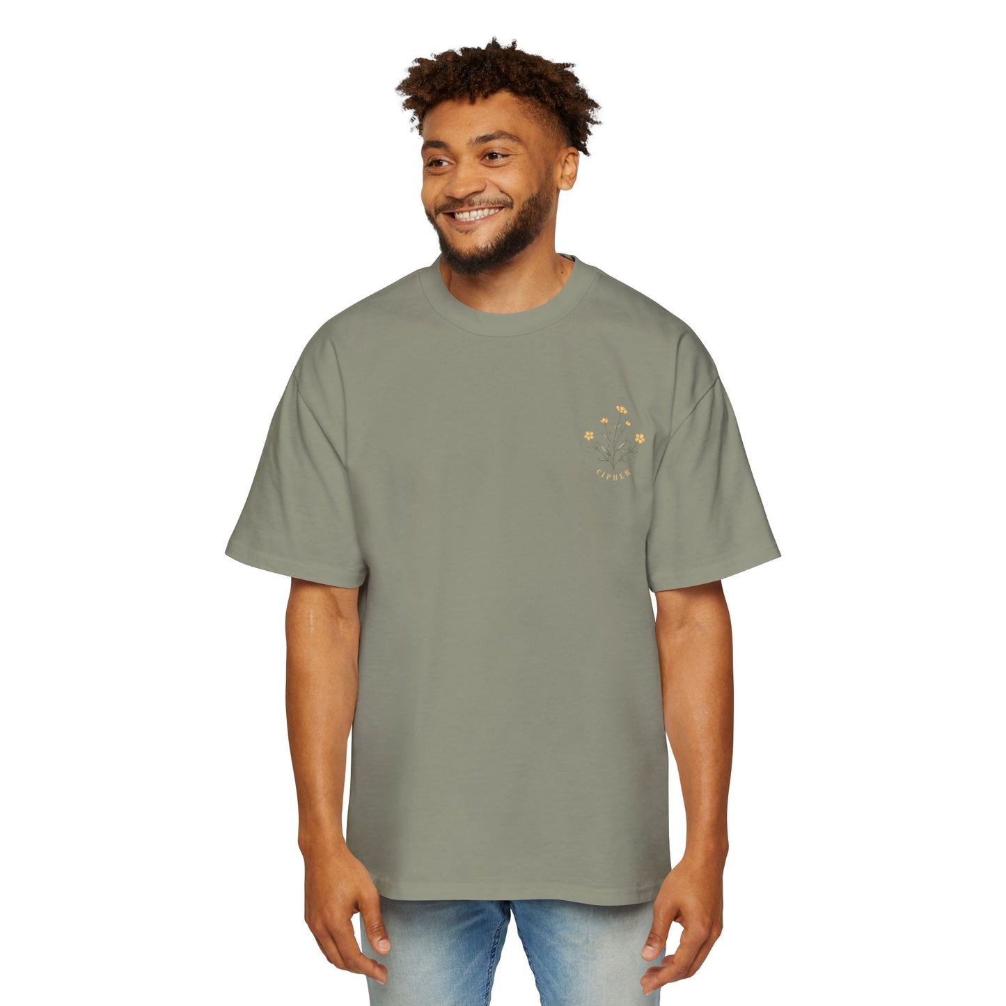 Floral Chest Pocket Tee — Minimal Yellow Wildflower Graphic Men's T-Shirt