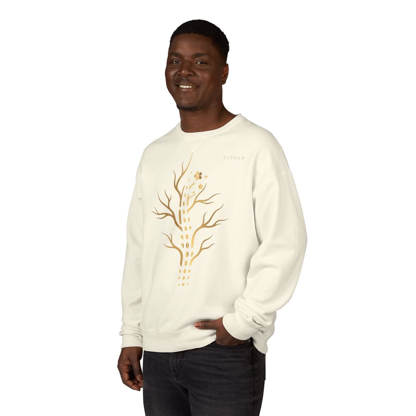 Gold Tree Graphic Sweatshirt — Minimal Botanical Crewneck