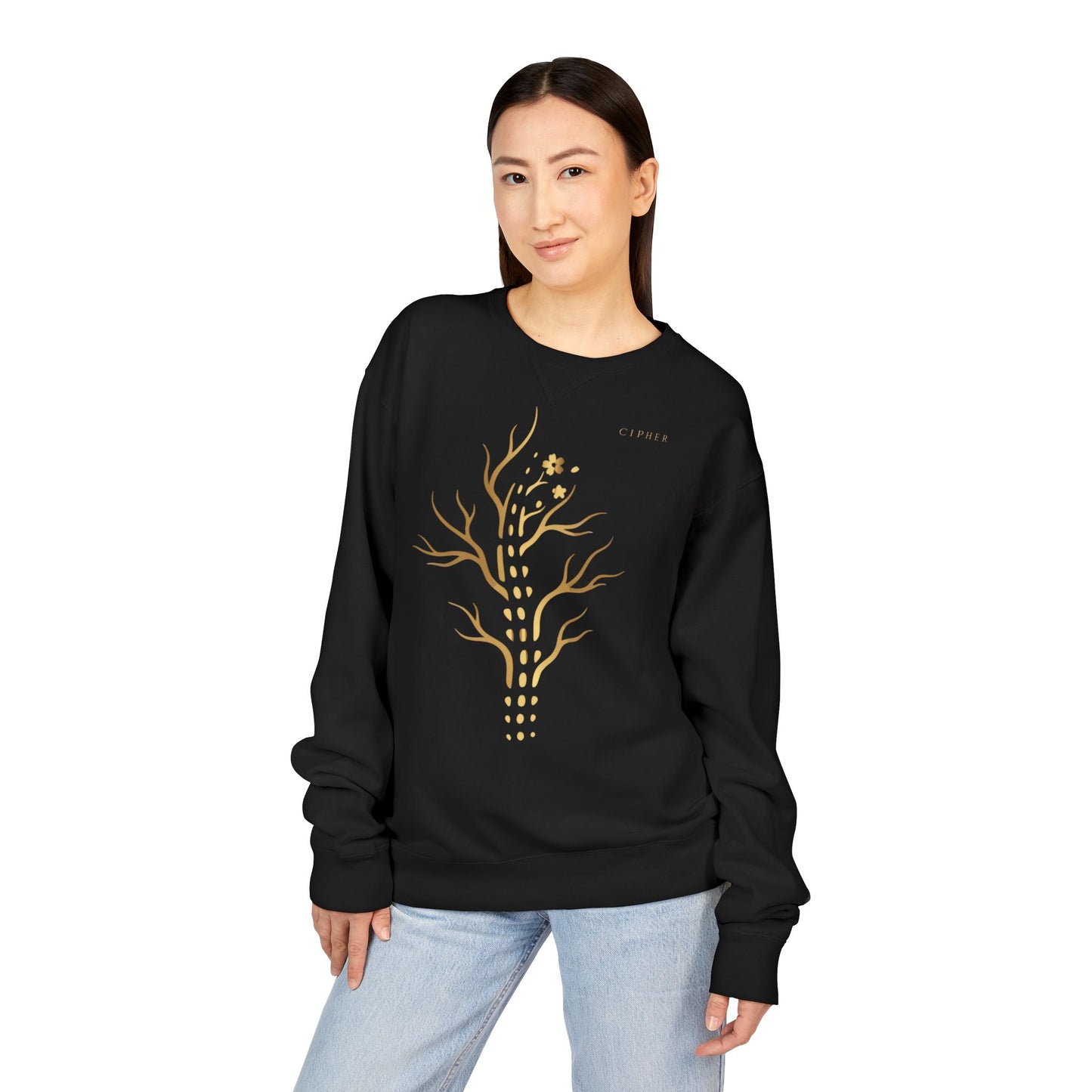 Gold Tree Graphic Sweatshirt — Minimal Botanical Crewneck
