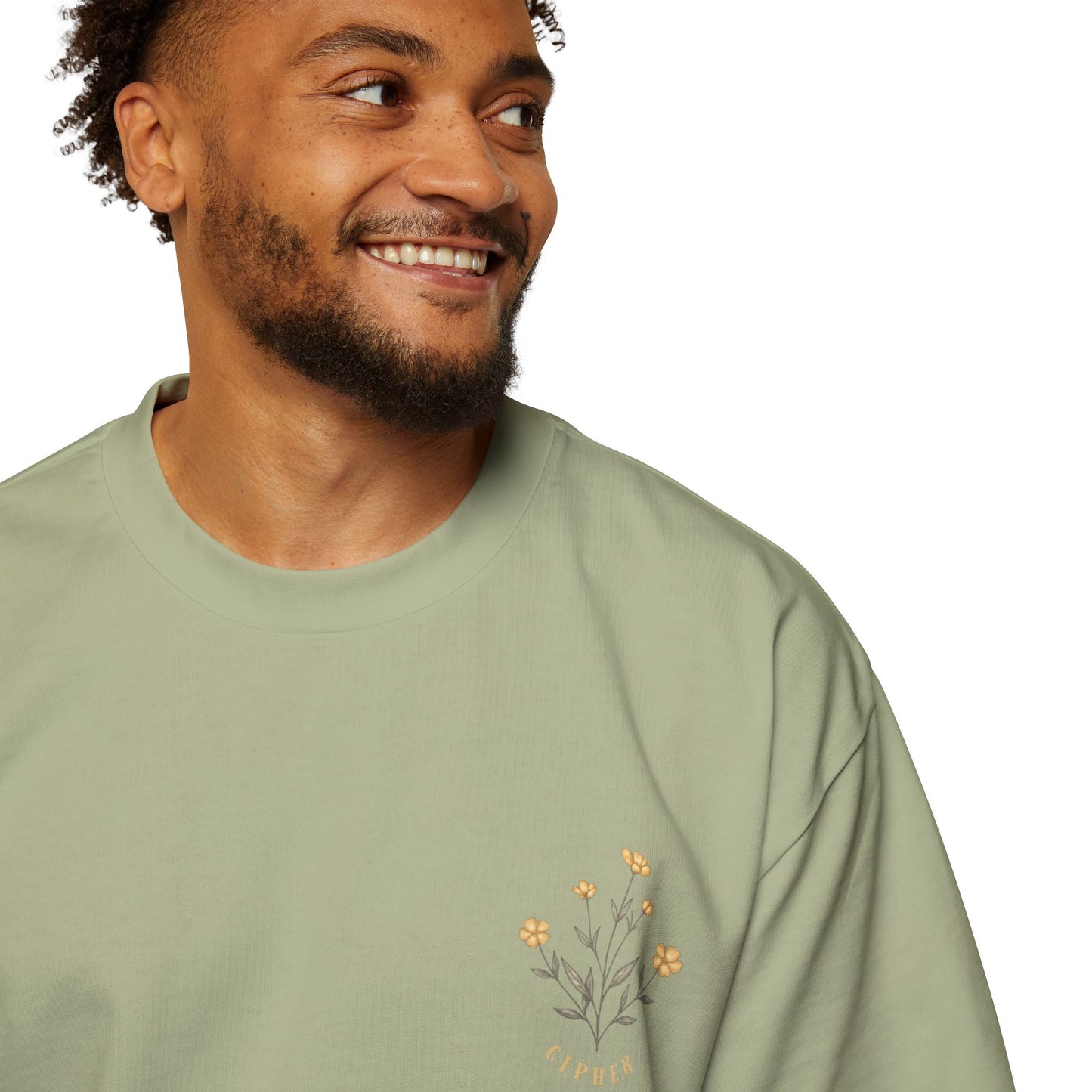 Floral Chest Pocket Tee — Minimal Yellow Wildflower Graphic Men's T-Shirt