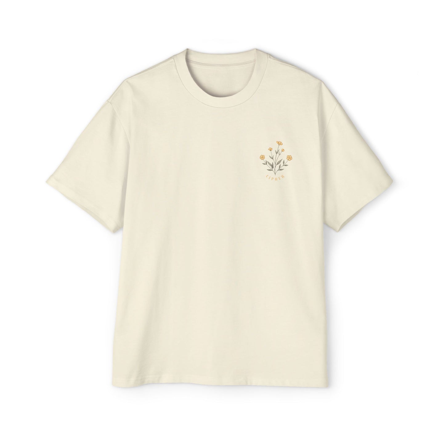 Floral Chest Pocket Tee — Minimal Yellow Wildflower Graphic Men's T-Shirt