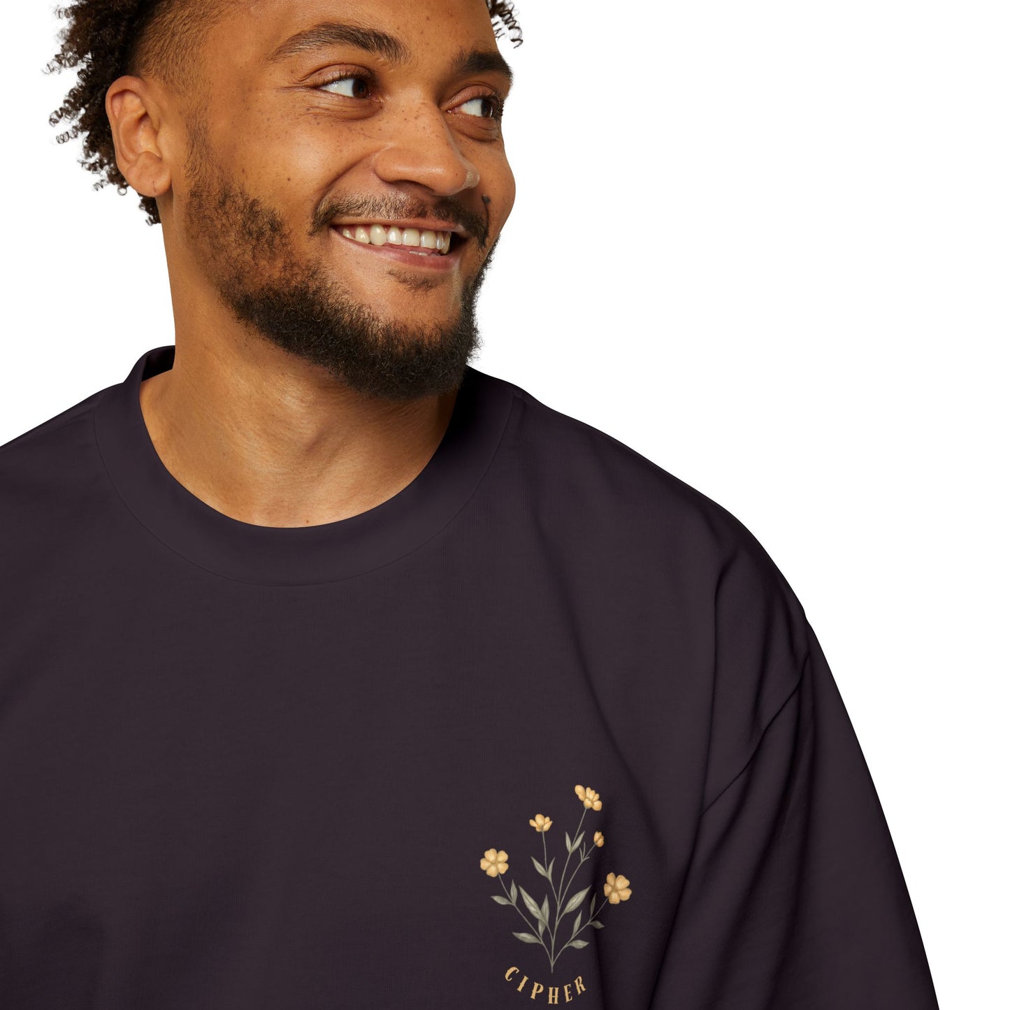 Floral Chest Pocket Tee — Minimal Yellow Wildflower Graphic Men's T-Shirt