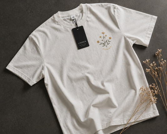 Floral Chest Pocket Tee — Minimal Yellow Wildflower Graphic Men's T-Shirt