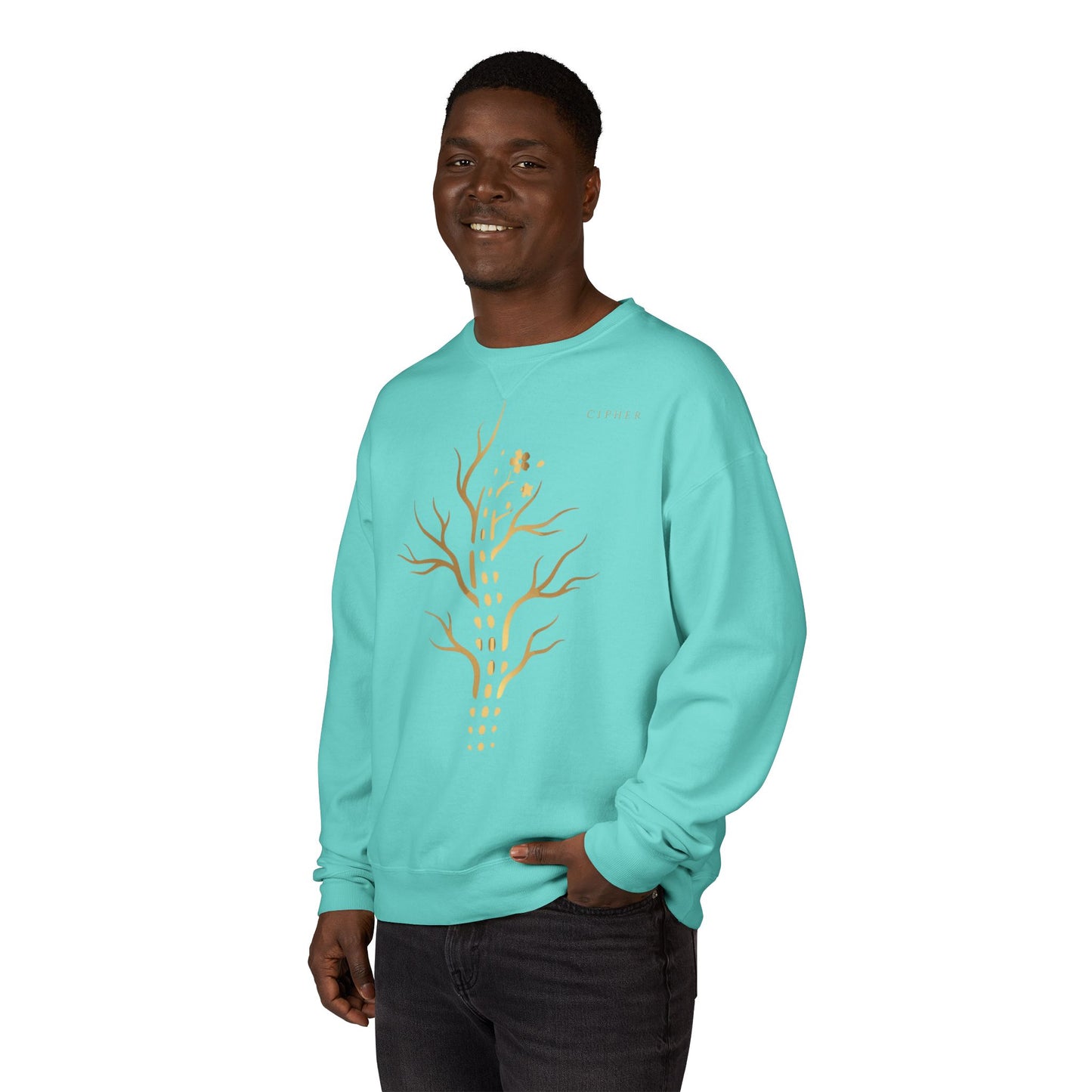 Gold Tree Graphic Sweatshirt — Minimal Botanical Crewneck