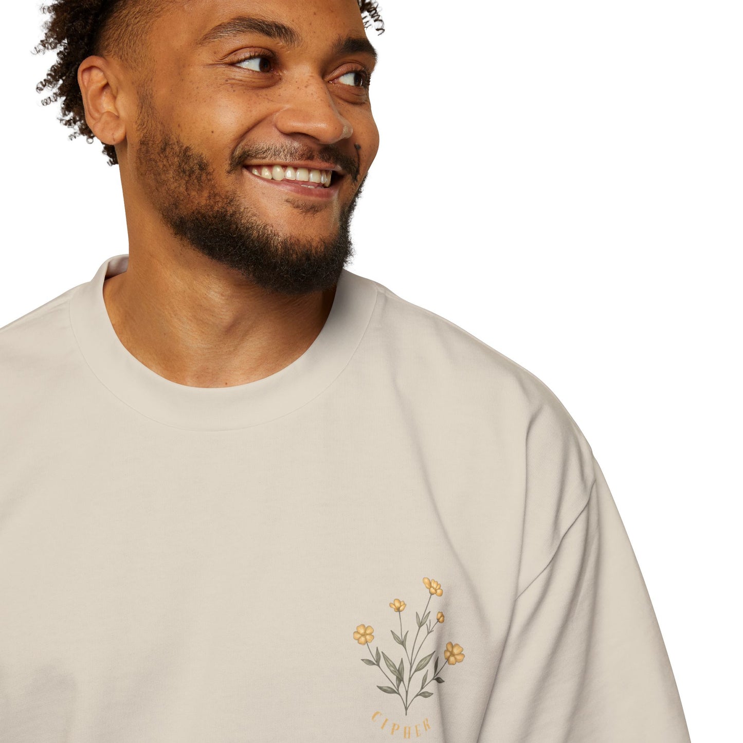 Floral Chest Pocket Tee — Minimal Yellow Wildflower Graphic Men's T-Shirt