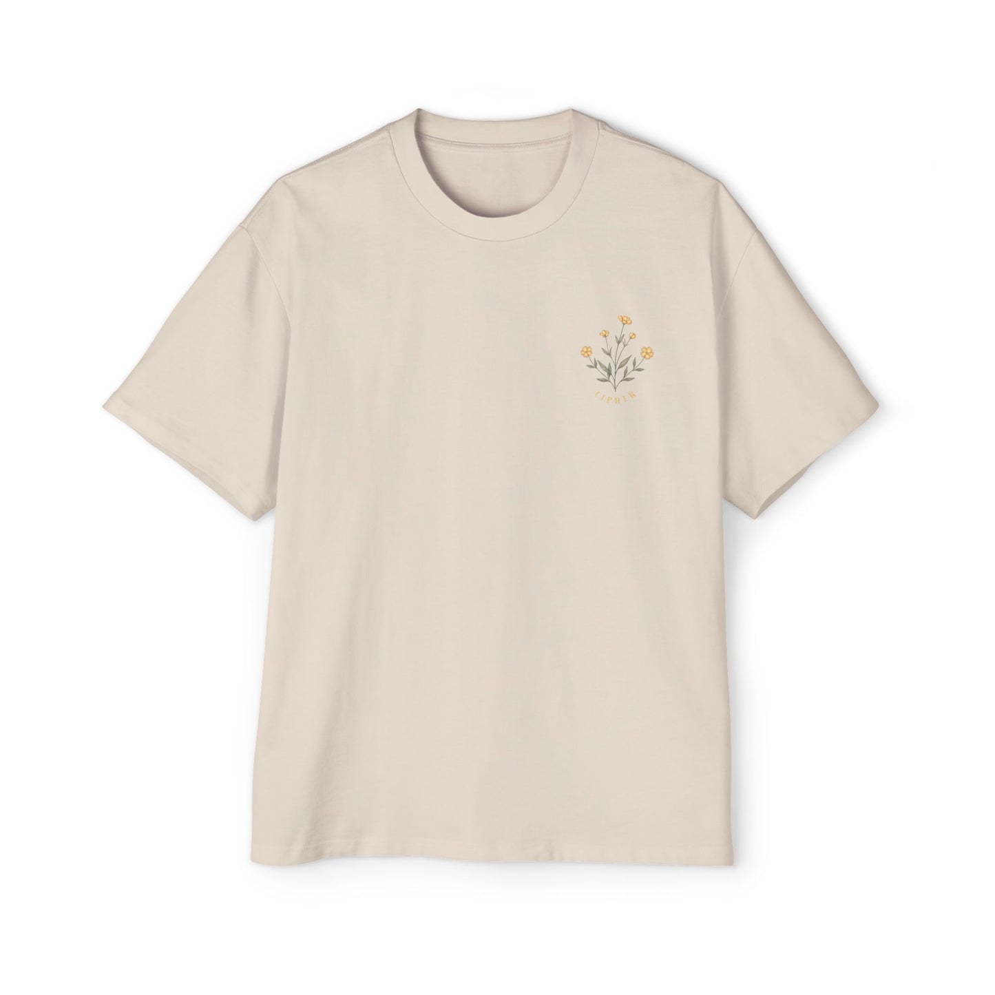 Floral Chest Pocket Tee — Minimal Yellow Wildflower Graphic Men's T-Shirt