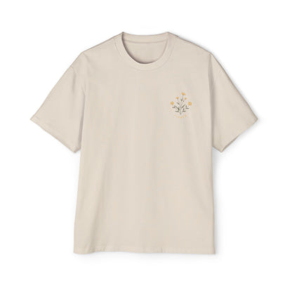 Floral Chest Pocket Tee — Minimal Yellow Wildflower Graphic Men's T-Shirt