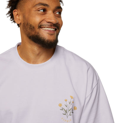 Floral Chest Pocket Tee — Minimal Yellow Wildflower Graphic Men's T-Shirt