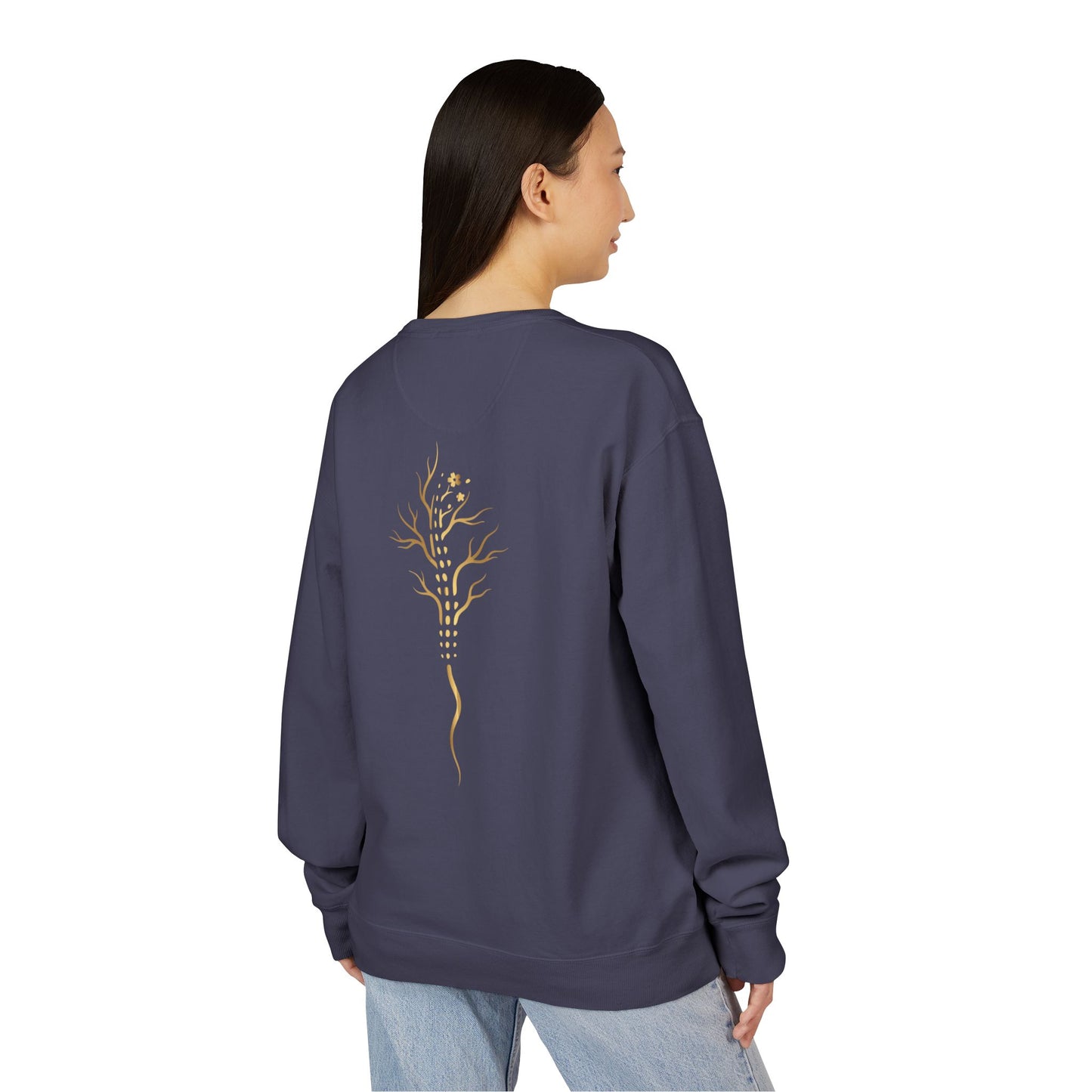 Gold Tree Graphic Sweatshirt — Minimal Botanical Crewneck
