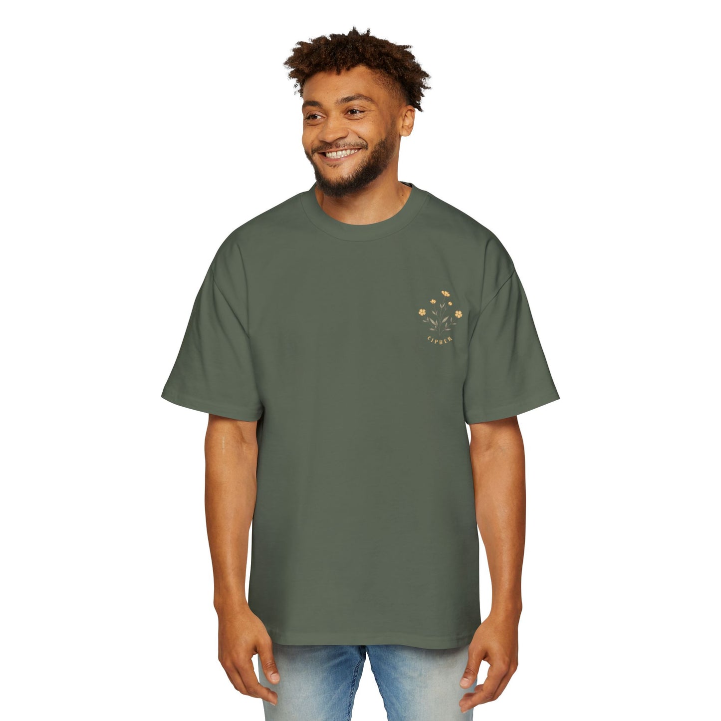 Floral Chest Pocket Tee — Minimal Yellow Wildflower Graphic Men's T-Shirt