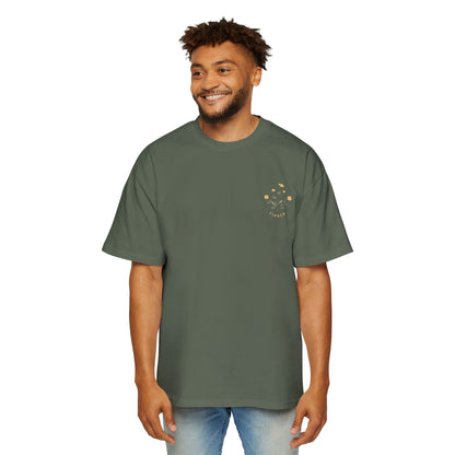 Floral Chest Pocket Tee — Minimal Yellow Wildflower Graphic Men's T-Shirt