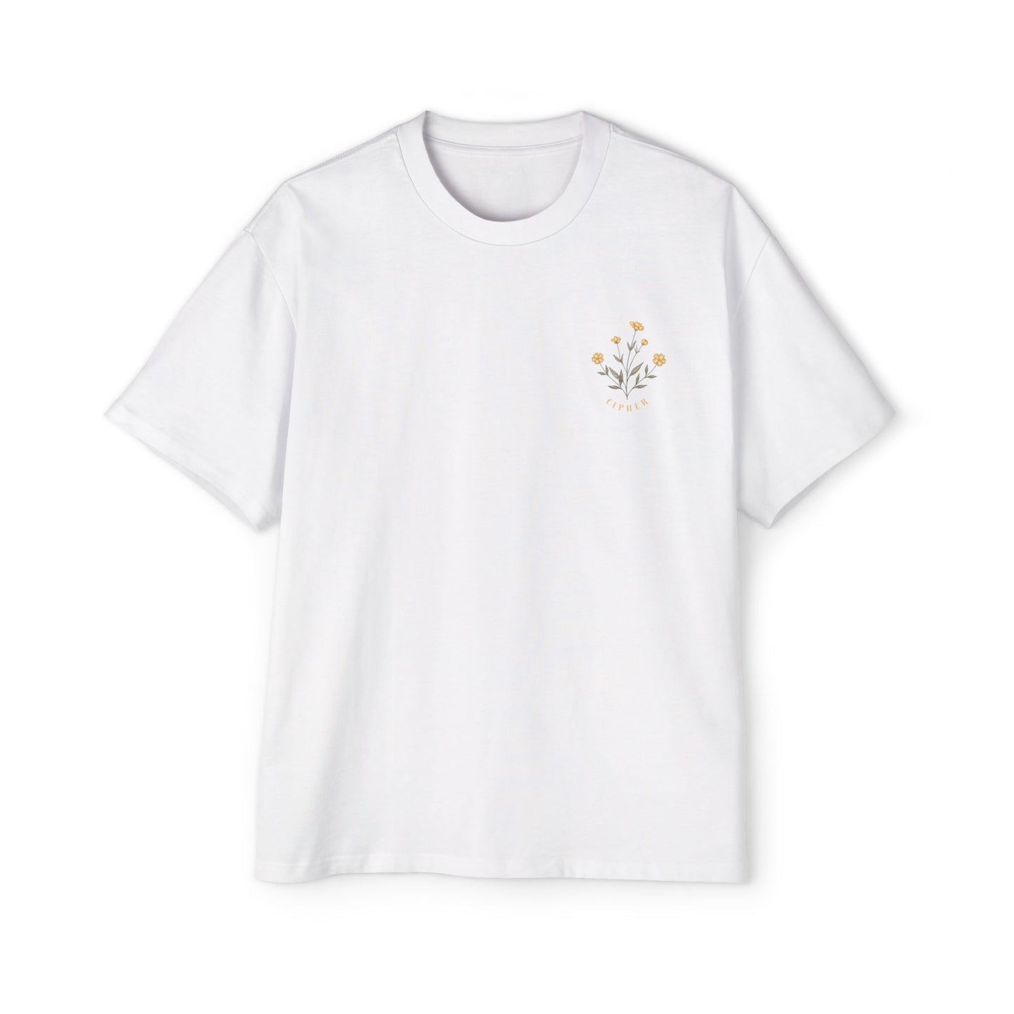 Floral Chest Pocket Tee — Minimal Yellow Wildflower Graphic Men's T-Shirt