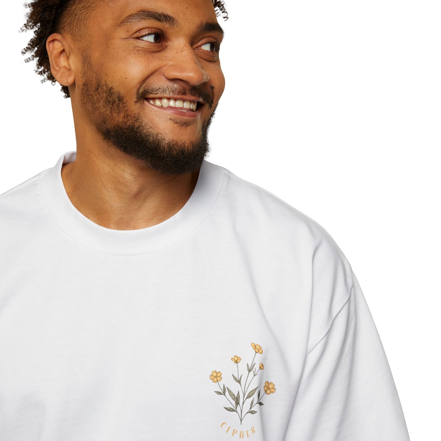 Floral Chest Pocket Tee — Minimal Yellow Wildflower Graphic Men's T-Shirt