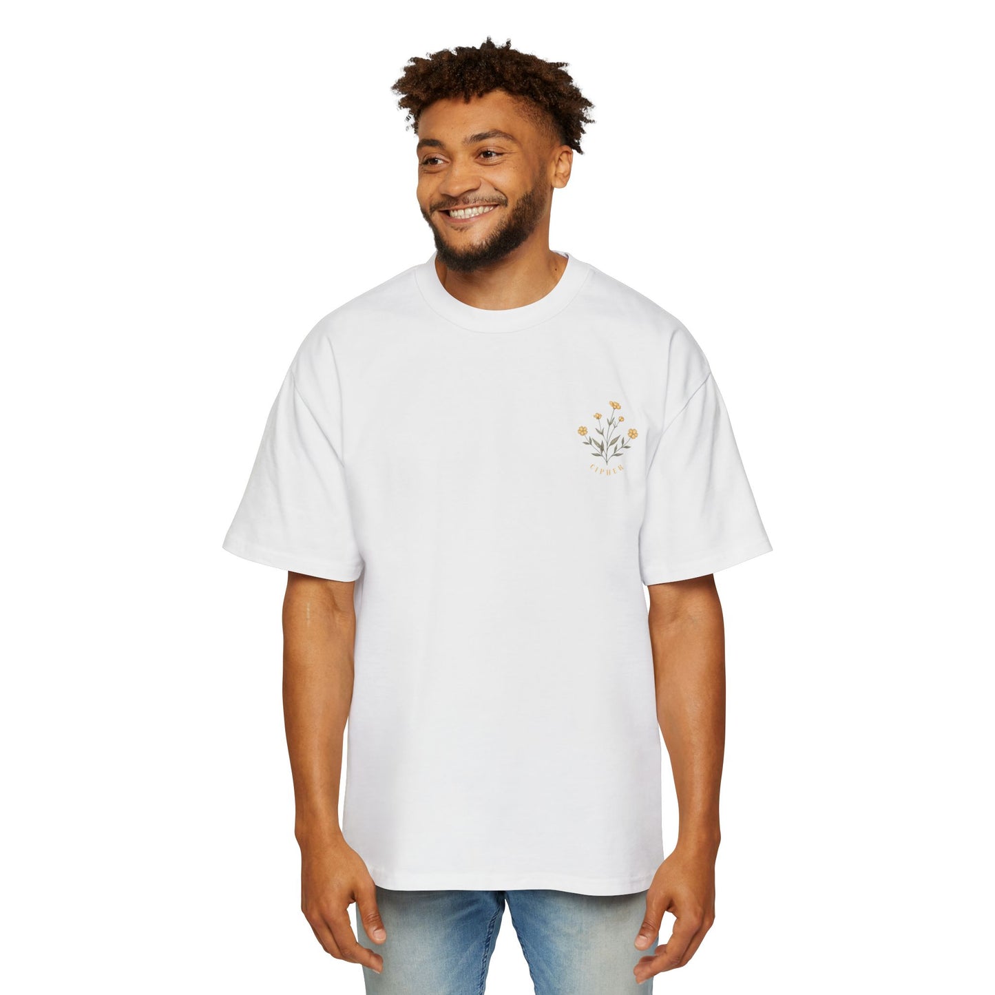Floral Chest Pocket Tee — Minimal Yellow Wildflower Graphic Men's T-Shirt