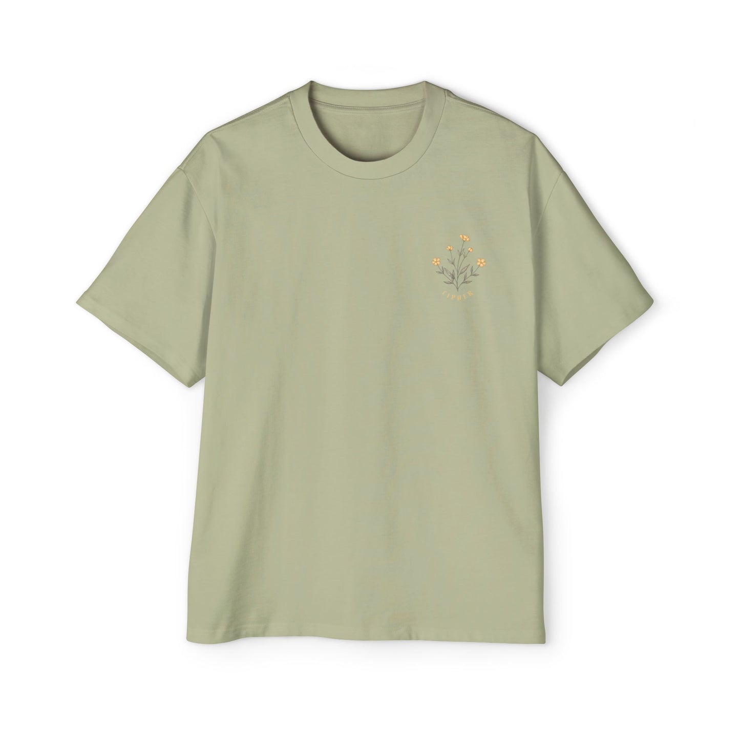Floral Chest Pocket Tee — Minimal Yellow Wildflower Graphic Men's T-Shirt