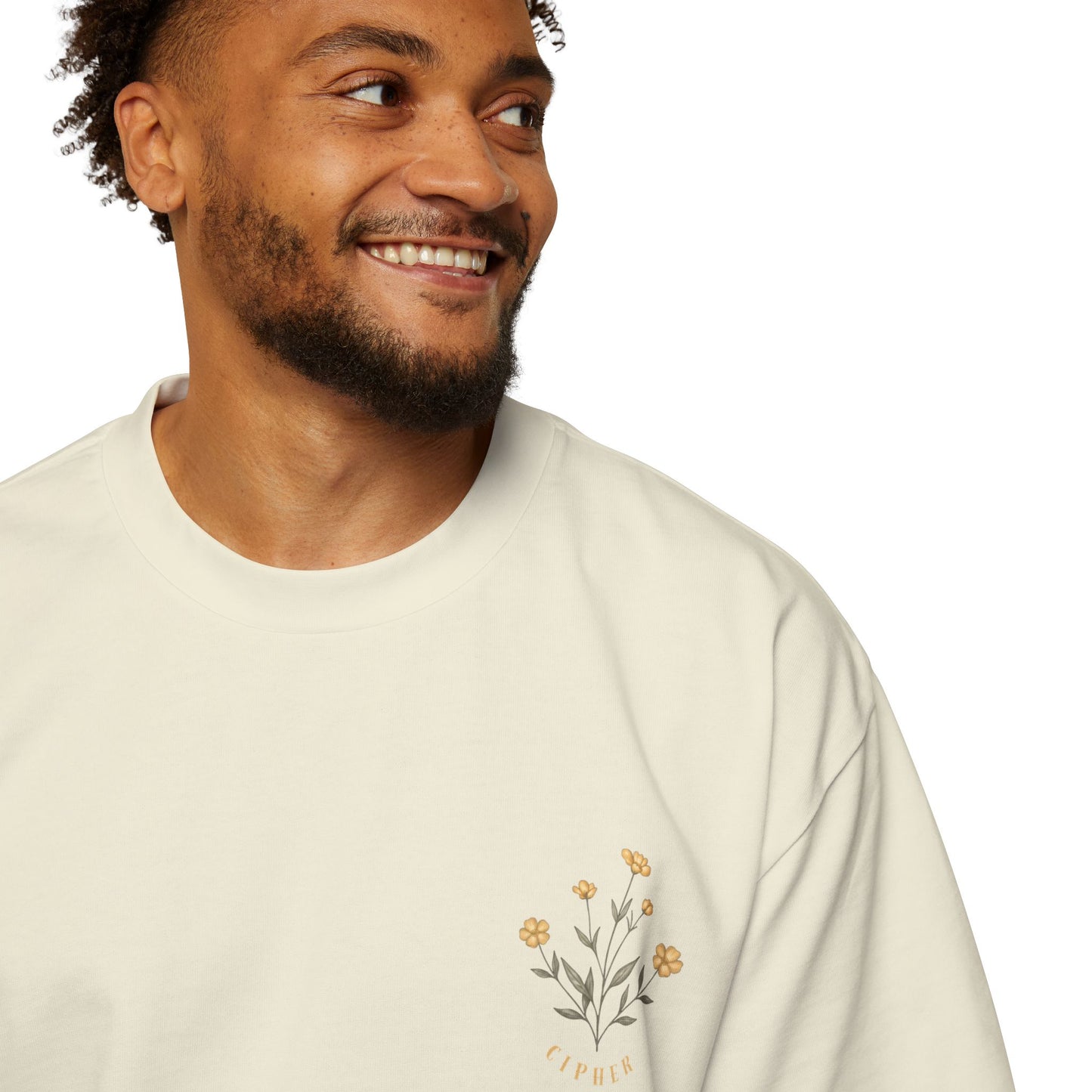 Floral Chest Pocket Tee — Minimal Yellow Wildflower Graphic Men's T-Shirt