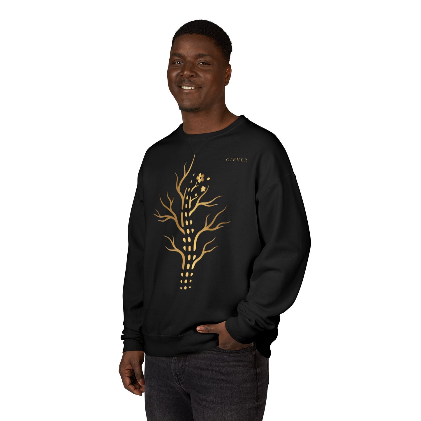 Gold Tree Graphic Sweatshirt — Minimal Botanical Crewneck