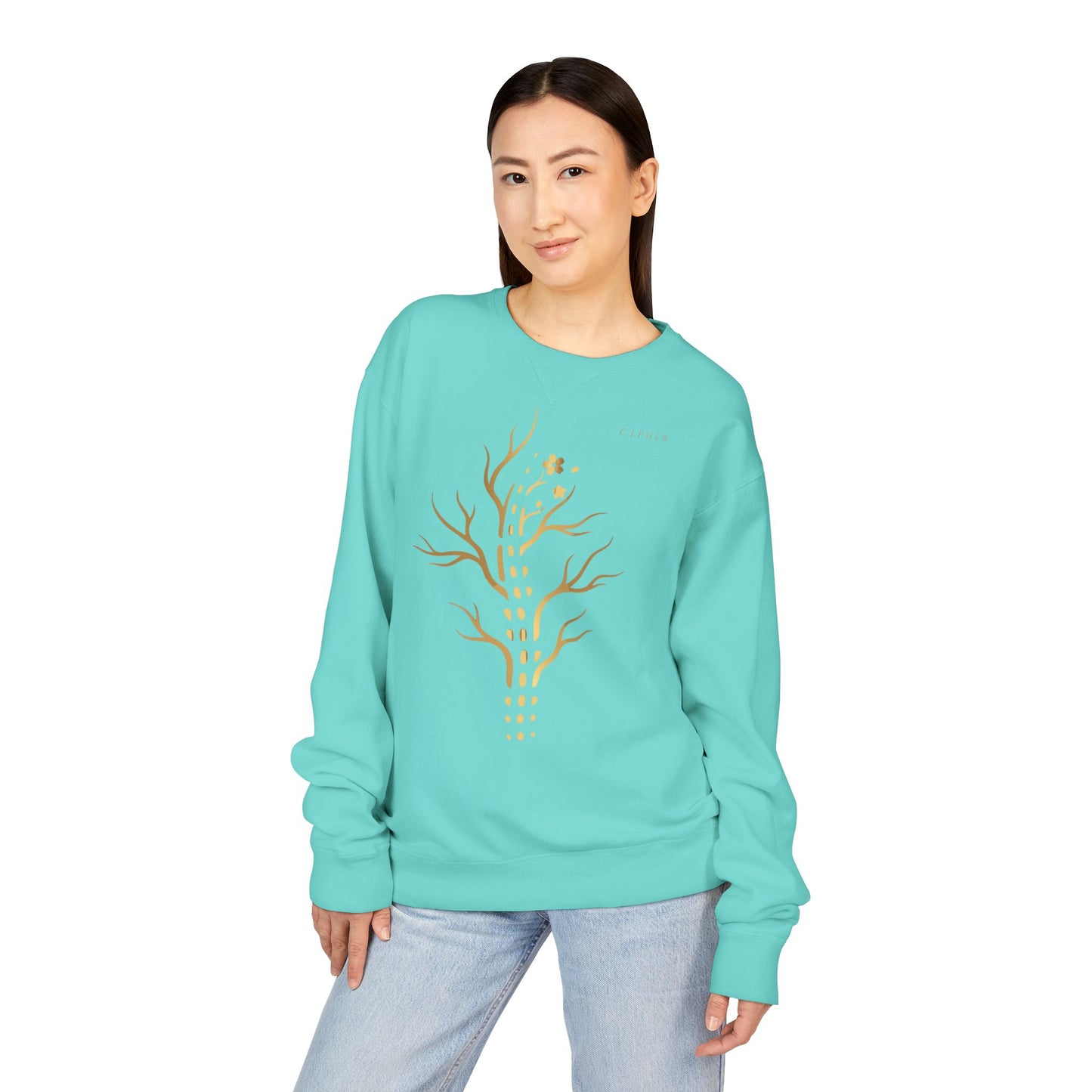 Gold Tree Graphic Sweatshirt — Minimal Botanical Crewneck
